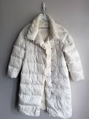 JMCL White Long Puffer Coat Oversized Cocoon